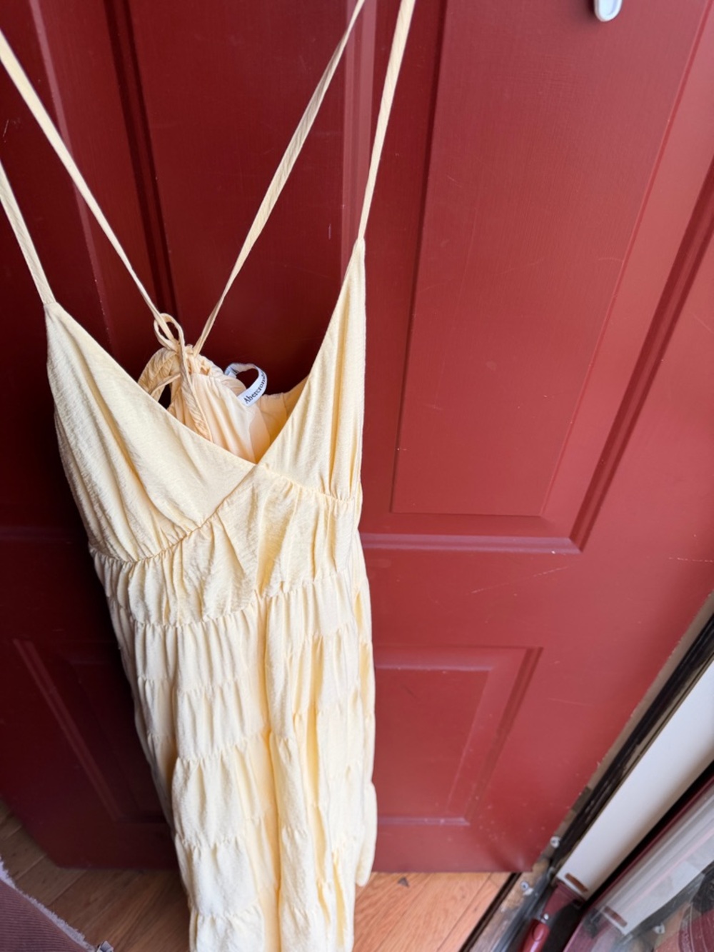 Abercrombie Butter Yellow Maxi Dress Small Petite Tie Back Sundress - Picture 4 of 8